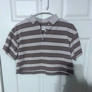Striped Hollister polo cropped